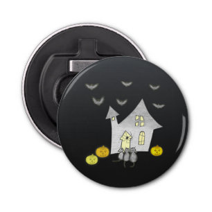 Décapsuleur Maison d'Halloween, Chats noirs, Chats, Chauves-so