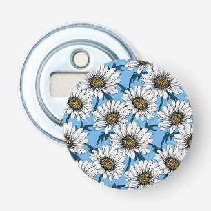 Décapsuleur Maisonnettes, fleurs sauvages sur bleu
