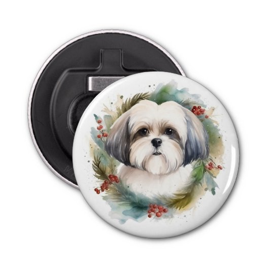 Décapsuleur Malti Tzu Christmas Wreath Festive Pup (Devant)