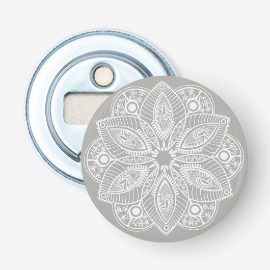 Décapsuleur Mandala blanc exotique sur Arrière - plan gris (Devant)