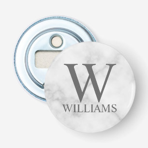 Décapsuleur Marbre blanc Monogramme personnalisé et nom