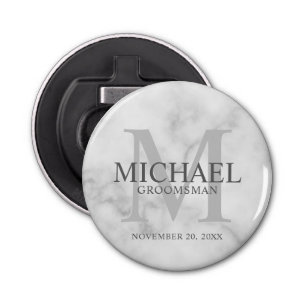 Décapsuleur Marbre Groomsmen personnalisé nom et monogramme