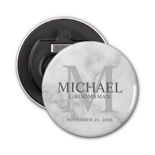 Décapsuleur Marbre Groomsmen personnalisé nom et monogramme (Devant)