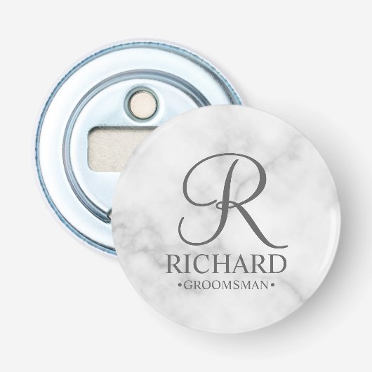 Décapsuleur Marbre Nom et monogramme du Groomsman personnalisé (Devant)