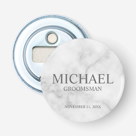 Décapsuleur Marbre Nom et monogramme du Groomsman personnalisé (Devant)