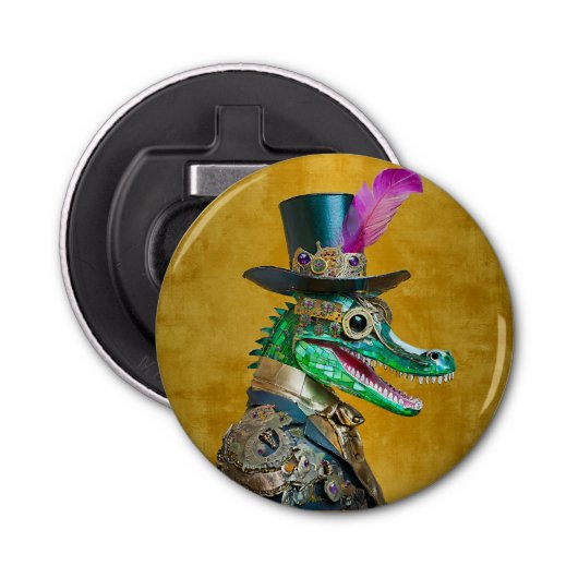 Décapsuleur Mardi Gras Steampunk Party Animal Alligator (Devant)