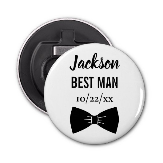 Décapsuleur Mariage Best Man Bachelor Party Black Bow Cravate (Devant)