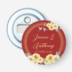Décapsuleur Mariage chinois oiseau floral rouge