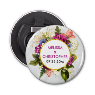 Décapsuleur Mariage d'aquarelle rose et blanc moderne