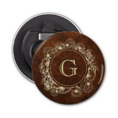 Décapsuleur Mariage de monogramme d'or rustique (Devant)