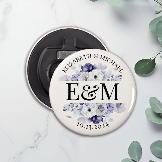Décapsuleur Mariage floral violet personnalisé Favoriser