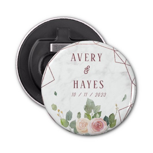 Décapsuleur Mariage géométrique Rose élégant (Devant)