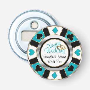 Décapsuleur Mariage Las Vegas - Argent, Blanc & Turquoise
