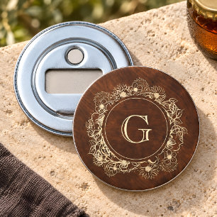 Décapsuleur Mariage Monogramme Or Rustique