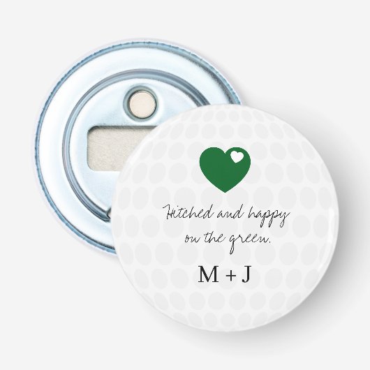 Décapsuleur 'Mariés et heureux sur le Green' Mariage de Golf (Devant)