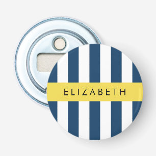 Décapsuleur Marine Blue Stripes, Motif rayé, Votre nom