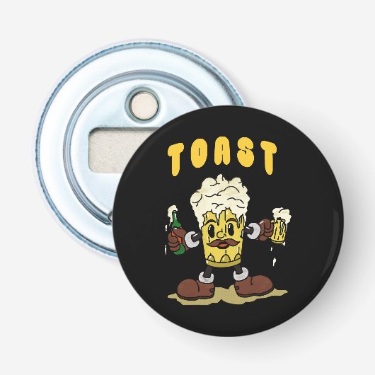 Décapsuleur Mascotte de toast à la bière (Devant)