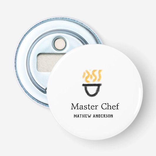 Décapsuleur Master chef add name black pan yellow fire fume co (Devant)