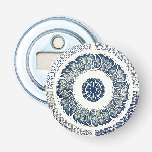 Décapsuleur Médaillon Chinois : Chinoiserie Bleu Indigo (Devant)