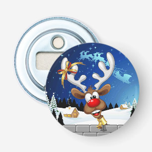Décapsuleur Mème de Noël drôle de renne qui regarde par-dessus