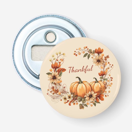 Décapsuleur Merci Citrouille et fleurs d'automne Wreath (Devant)