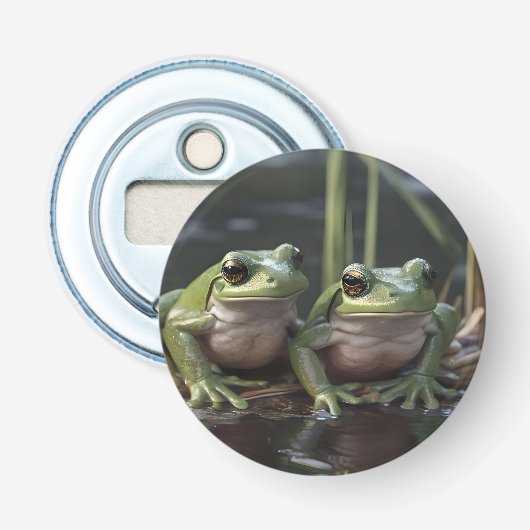 Décapsuleur Merveilles riveraines : Deux grenouilles vertes do (Devant)