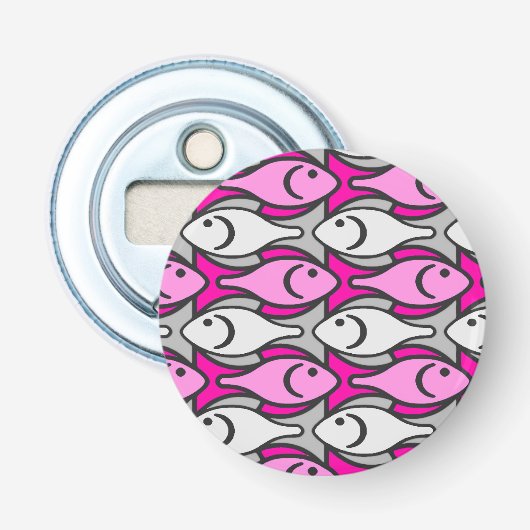 Décapsuleur Mi-siècle Poisson moderne, rose et gris (Devant)