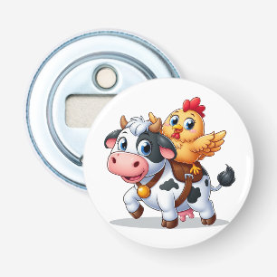 Décapsuleur mignon vache/poulet caricature