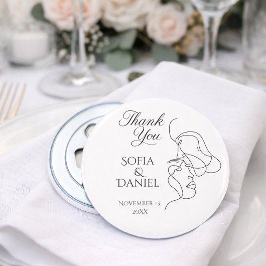 Décapsuleur Minimalist Line Art Couple illustration Wedding