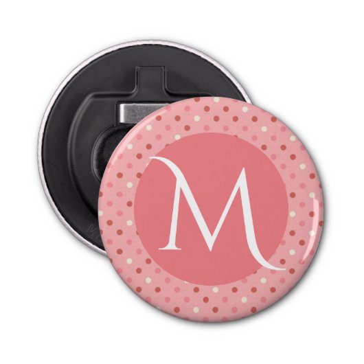 Décapsuleur Modern Cute Pink Dotty Monogram (Devant)