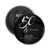 Décapsuleur Modern Elegant Black White Fifty Fabulous Birthday (Devant)
