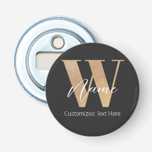 Décapsuleur Moderne Initiale Monogrammée W & Nom Personnalisé
