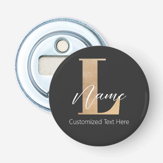 Décapsuleur Moderne Monogramme Initiale L & Nom Personnalisé (Devant)