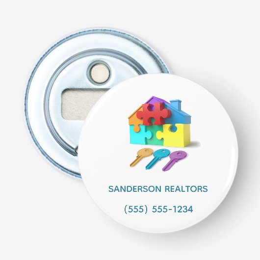 Décapsuleur Moderne Realtor Immobilier Entreprise Promotionnel (Devant)