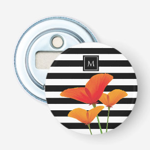 Décapsuleur Monogramme à rayures noires chic
