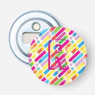 Décapsuleur Monogramme Arc-en-ciel lignes diagonales Motif Pop