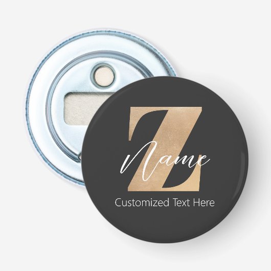 Décapsuleur Monogramme avec initiale Z et nom personnalisé (Devant)