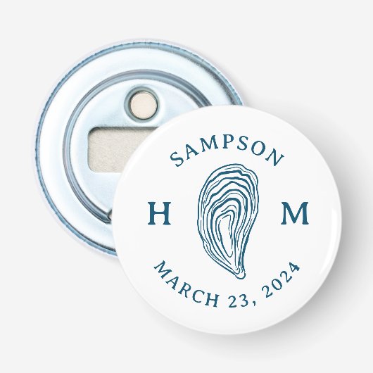 Décapsuleur Monogramme de coquille d'huître marine avec nom Da (Devant)