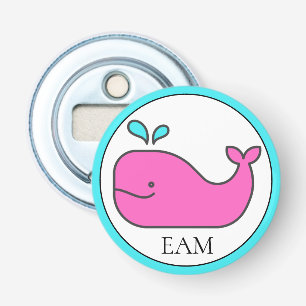 Décapsuleur Monogramme de Preppy Nautical Pink et Aqua Whale