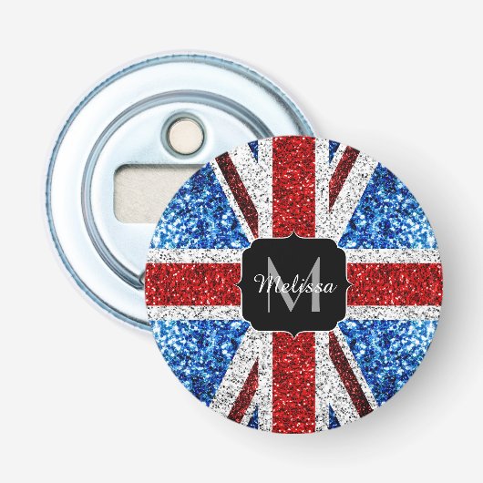 Décapsuleur Monogramme drapeau britannique rouge bleu blanc pa (Devant)