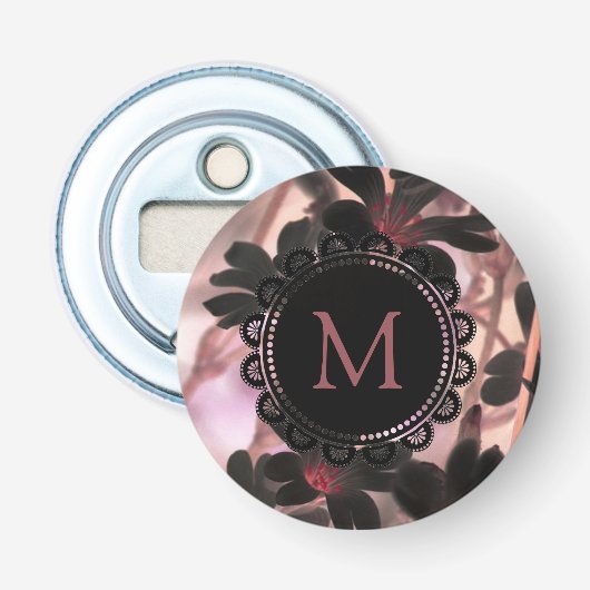 Décapsuleur Monogramme élégant Fleurs violettes (Devant)