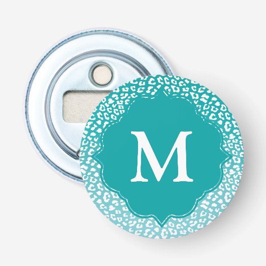 Décapsuleur Monogramme Empreinte de léopard Turquoise (Devant)