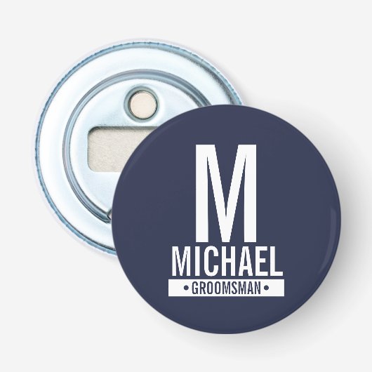 Décapsuleur Monogramme et nom du Groomsman Personnalisé de la  (Devant)