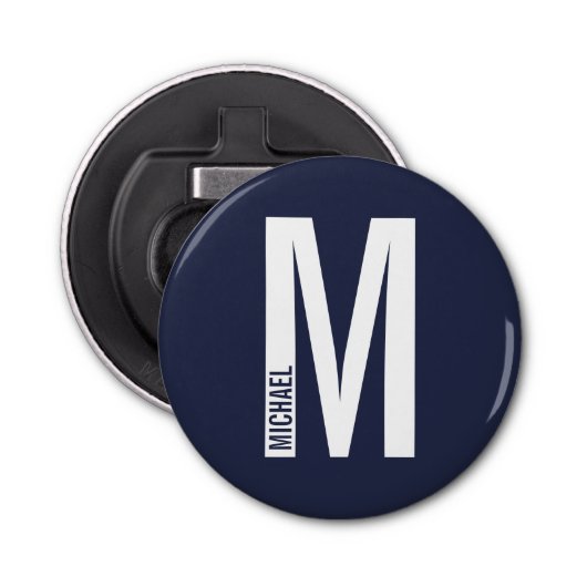 Décapsuleur Monogramme et nom personnalisés modernes (Devant)