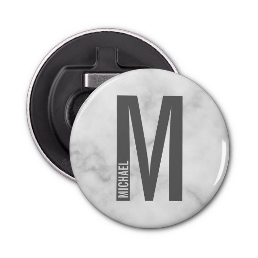 Décapsuleur Monogramme et nom personnalisés modernes (Devant)