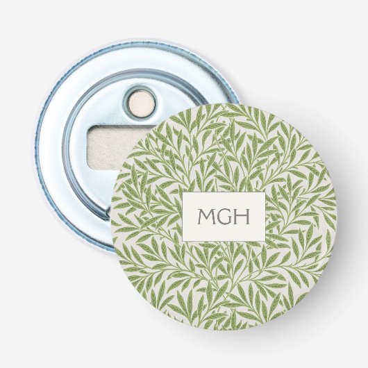 Décapsuleur Monogramme Feuilles de Saule Vert Vintage (Devant)