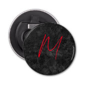 Décapsuleur monogramme gris unique nom rouge calligraphie init (Devant)