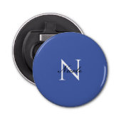 Décapsuleur Monogramme initial manuscrit propre nom bleu (Devant)