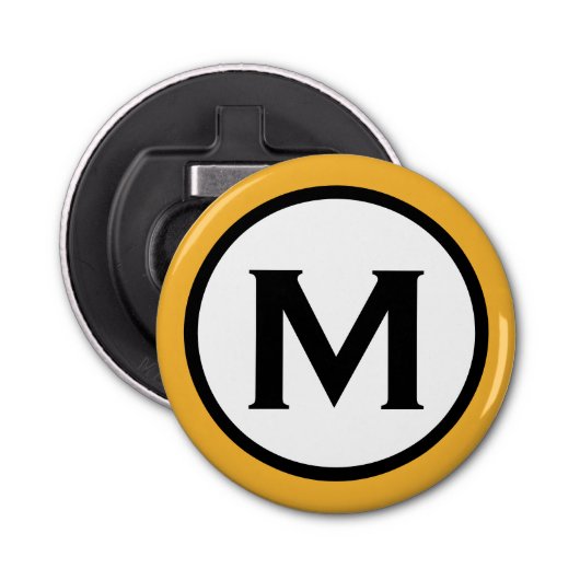 Décapsuleur Monogramme jaune moutarde moderne (Devant)