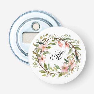 Décapsuleur Monogramme Jolie brindille et couronne Fleur sauva
